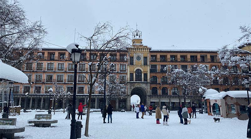 Zocodover cubierto de nieve